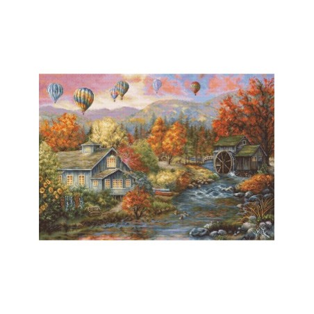 Luca-S Kit de broderie Moulin du ruisseau d'automne