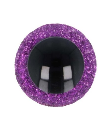 Animal eye 15 mm purple glitter