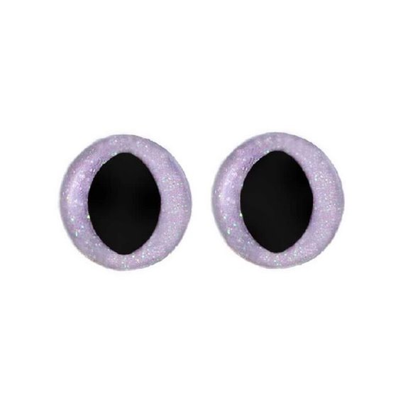 Oeil de chat amigurumi 12 mm mauves paillettes