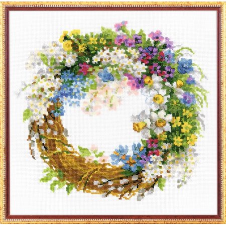 Embroidery kit Wreath with Bird Cherry