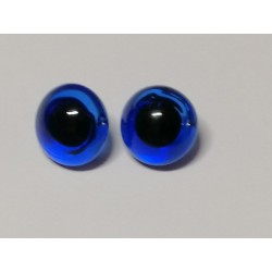   oeil d'animal en verre à coudre 15 mm bleu