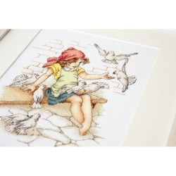 Luca-S Embroidery kit Girl with Pigeons